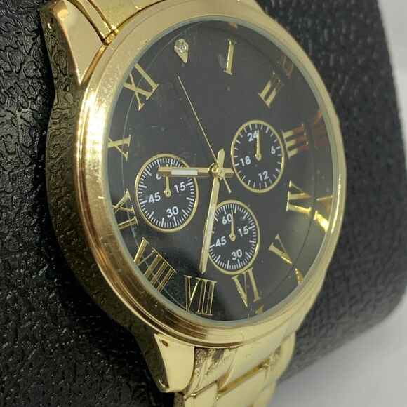 Inc International Concepts 100128134WA Men's Gold Analog Black Dial Watch NWC83 - Picture 3 of 8